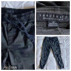 Sanctuary Surplus Camo Squad Cargo Jogger Pants Womens 26 Green Utility Military